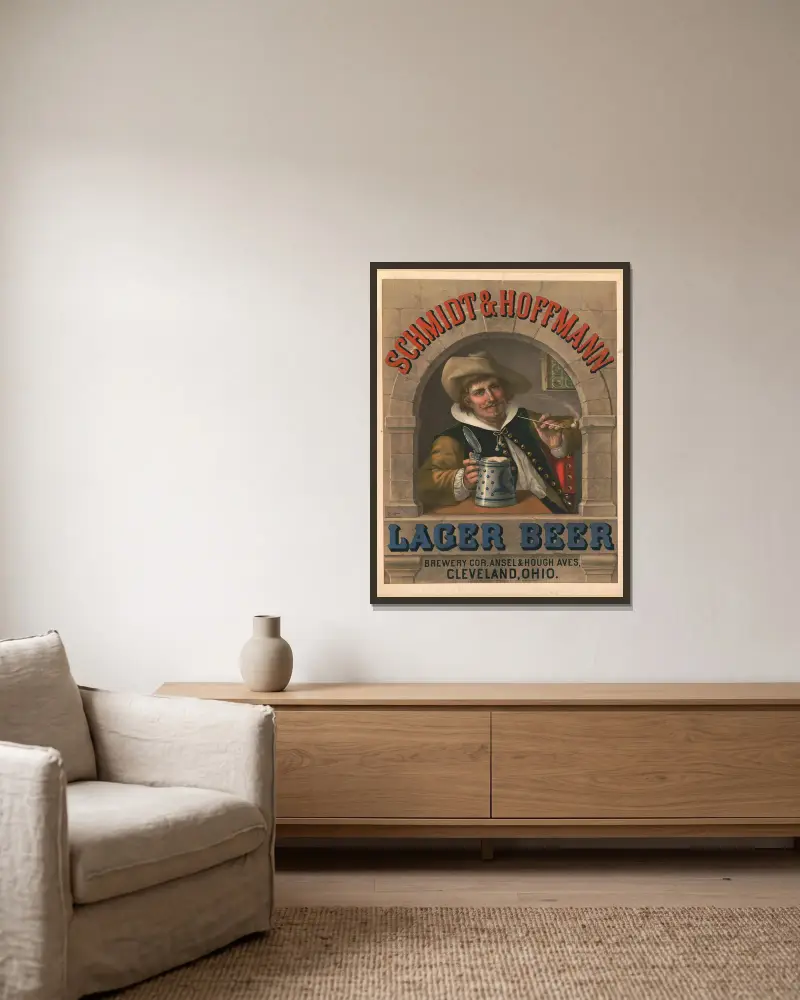 Schmidt & Hoffmann lager beer, 1880 – nr 1 av Wittemann Bros. inramad på en vägg