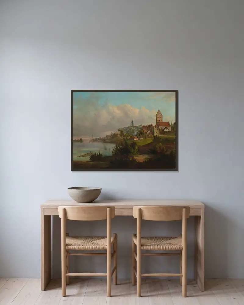 Vy över Gamla stan och Nya stan från norr av Wojciech Gerson inramad på en vägg