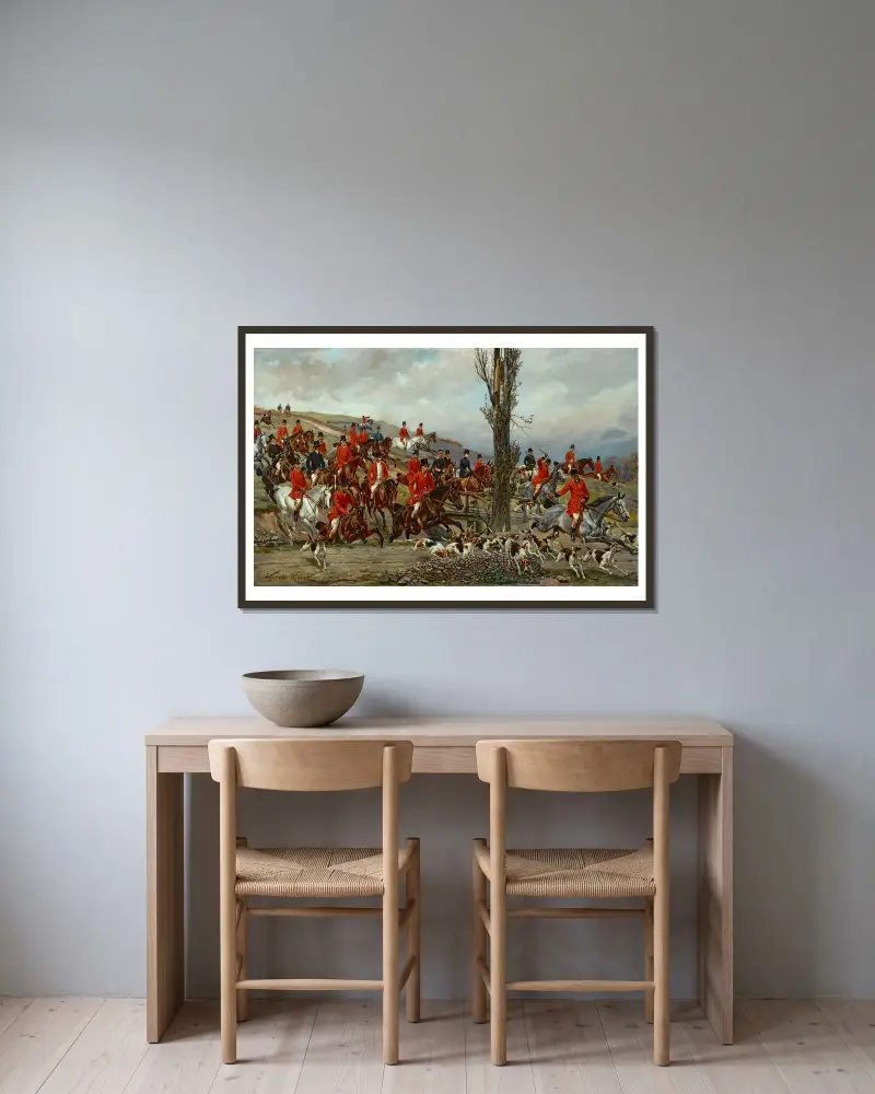 Imperial hunting in Gödöllő av Wojciech Kossak inramad på en vägg