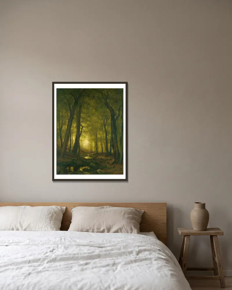 Abend im Walde von Worthington Whittredge gerahmt an einer Wand