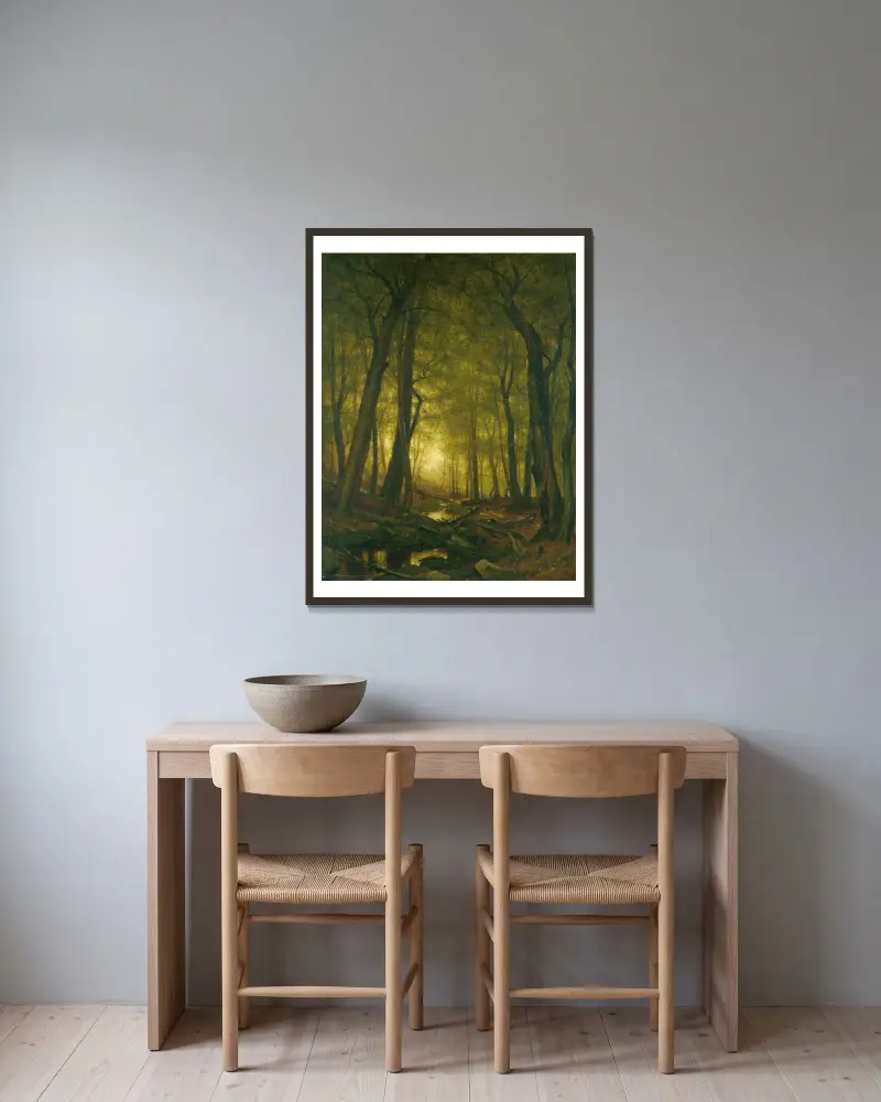 Abend im Walde von Worthington Whittredge gerahmt an einer Wand