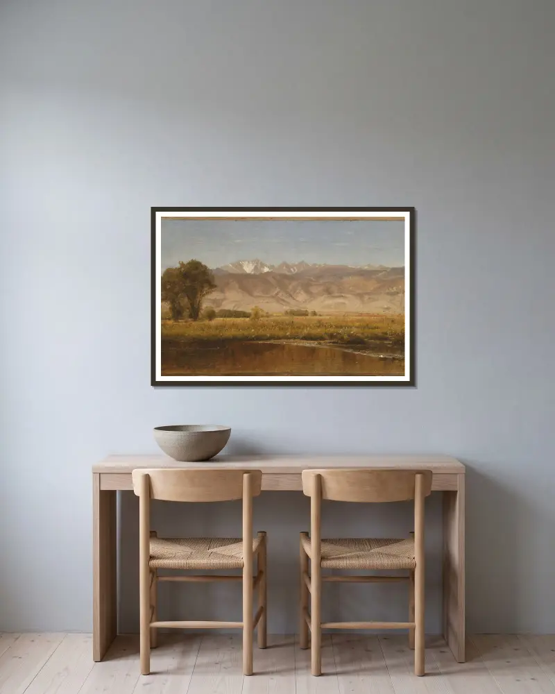 Foothills Colorado av Worthington Whittredge inramad på en vägg