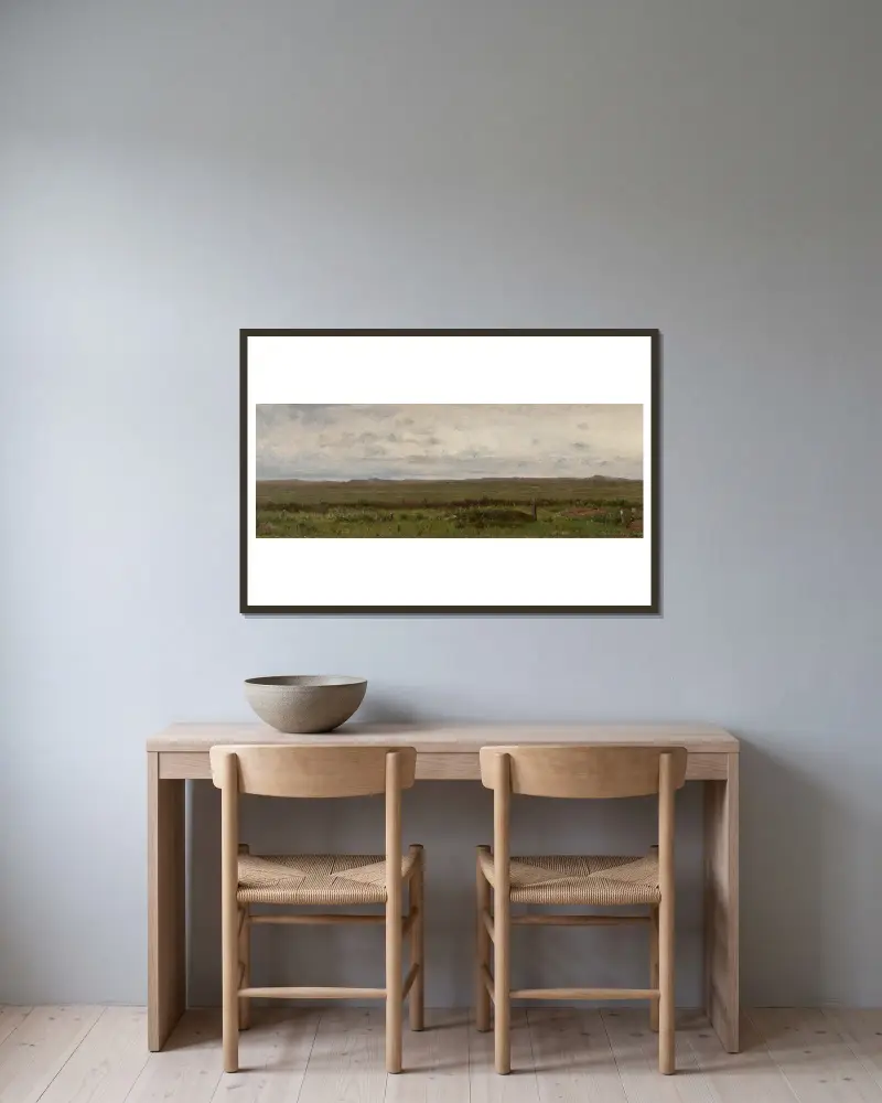 Resenärers gravar, Fort Kearny, Nebraska av Worthington Whittredge inramad på en vägg