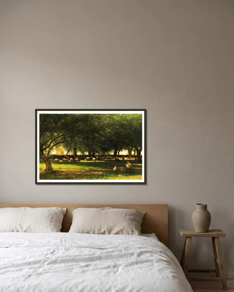 Mittag im Obstgarten von Worthington Whittredge gerahmt an einer Wand