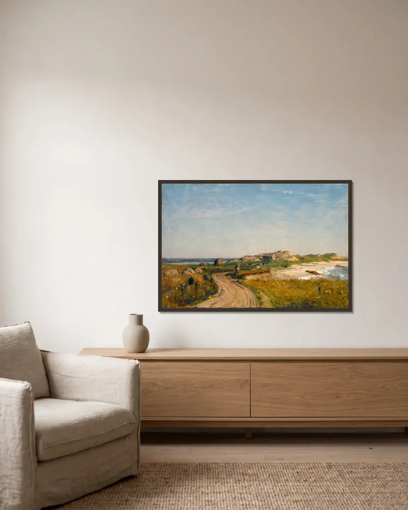 Seconnet Point, Rhode Island av Worthington Whittredge inramad på en vägg