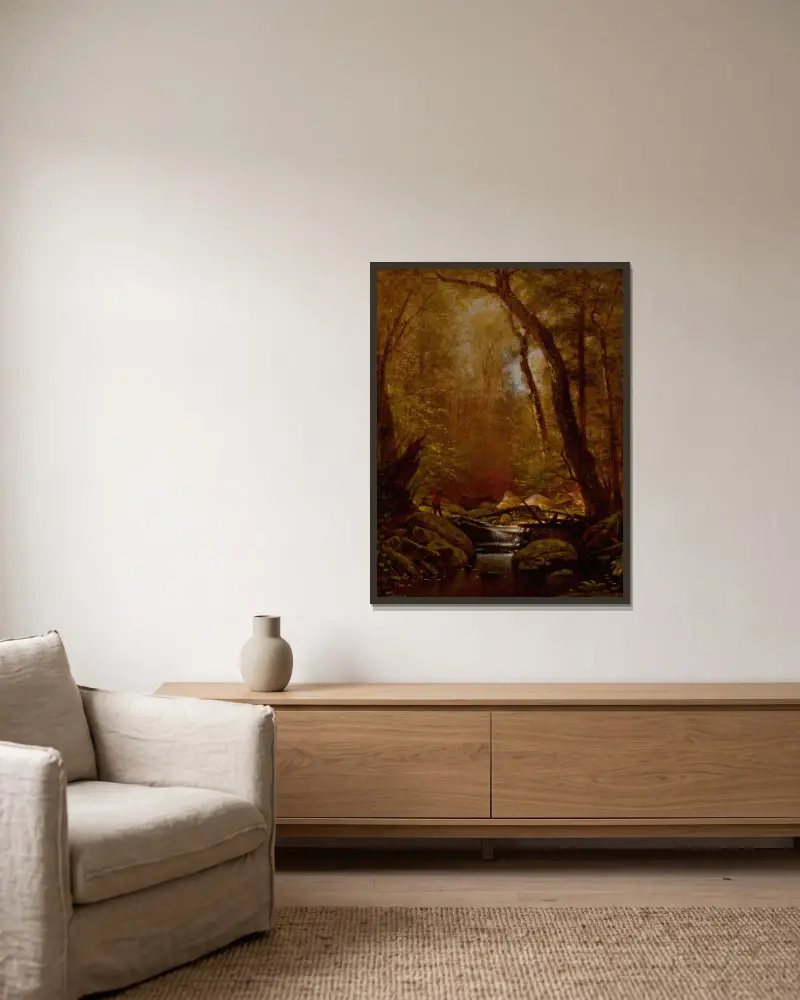 Forellenfischen von Worthington Whittredge gerahmt an einer Wand