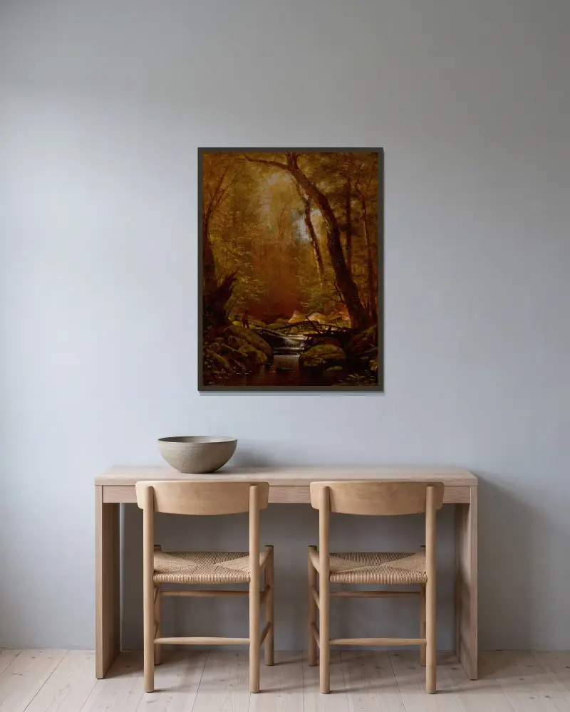 Forellenfischen von Worthington Whittredge gerahmt an einer Wand