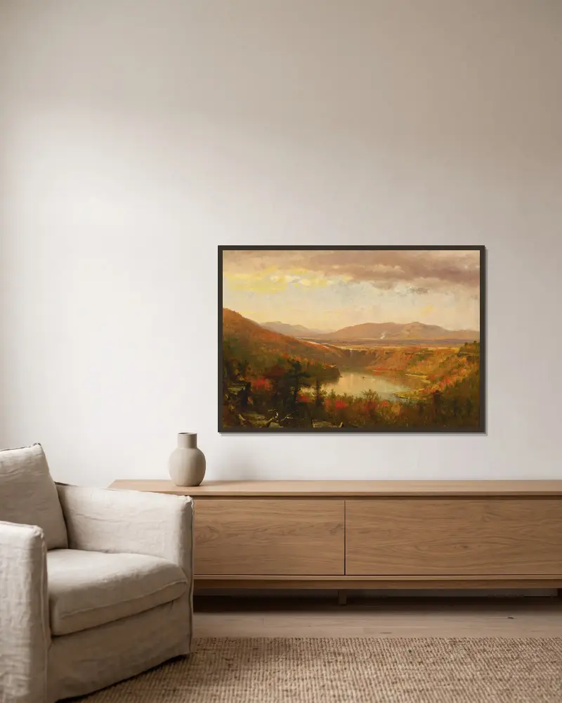 Utsikt över Kaaterskill Falls av Worthington Whittredge inramad på en vägg