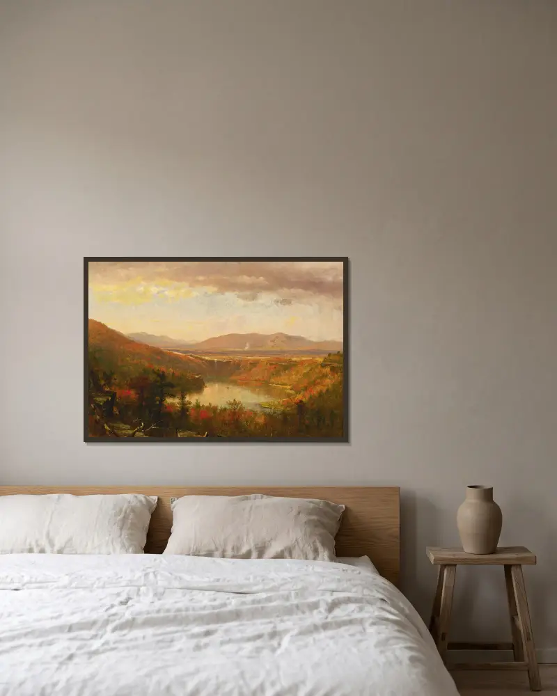 Utsikt över Kaaterskill Falls av Worthington Whittredge inramad på en vägg