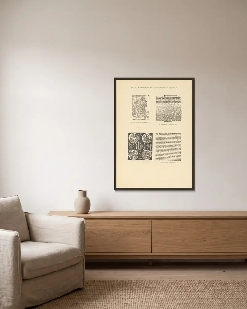 Die typografische Kunst in den Niederlanden in den Jahren 1500 bis 1540, Taf. 133 von Wouter Nijhoff gerahmt an einer Wand