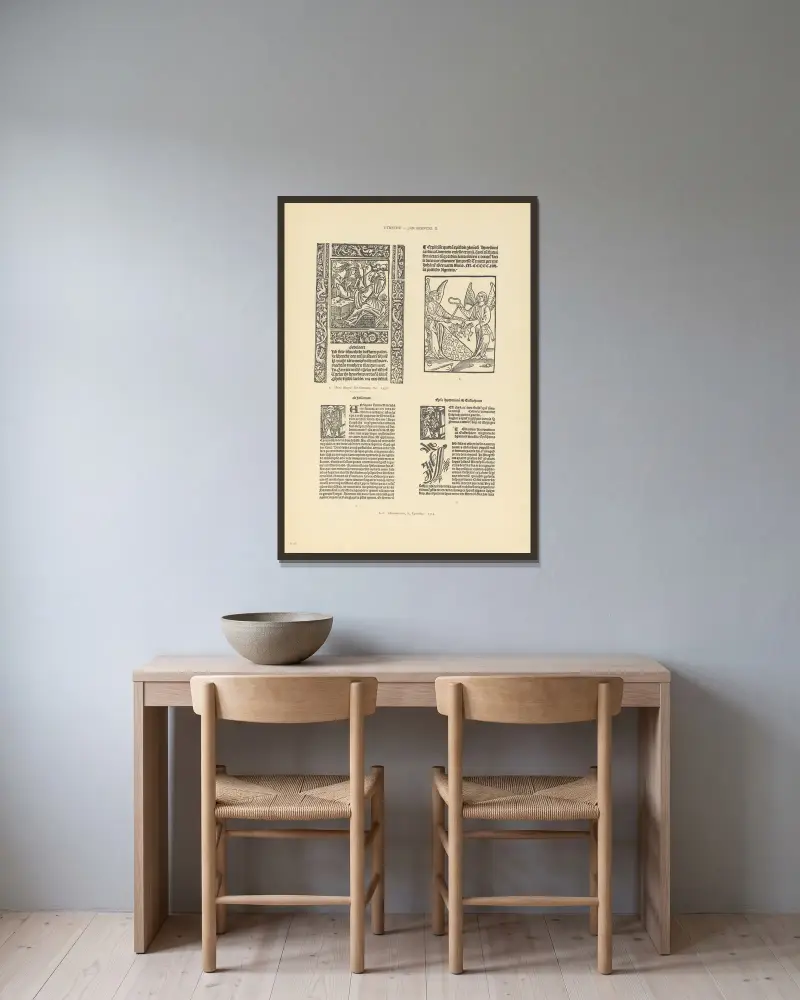 Die typografische Kunst in den Niederlanden in den Jahren 1500 bis 1540, Taf. 118 von Wouter Nijhoff gerahmt an einer Wand