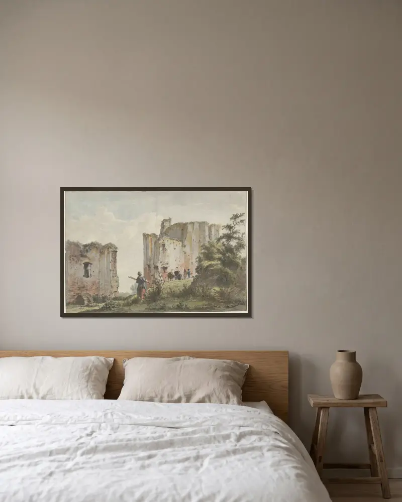 Blick auf die Ruine von Brederode. Südwestseite. von Wybrand Hendriks gerahmt an einer Wand