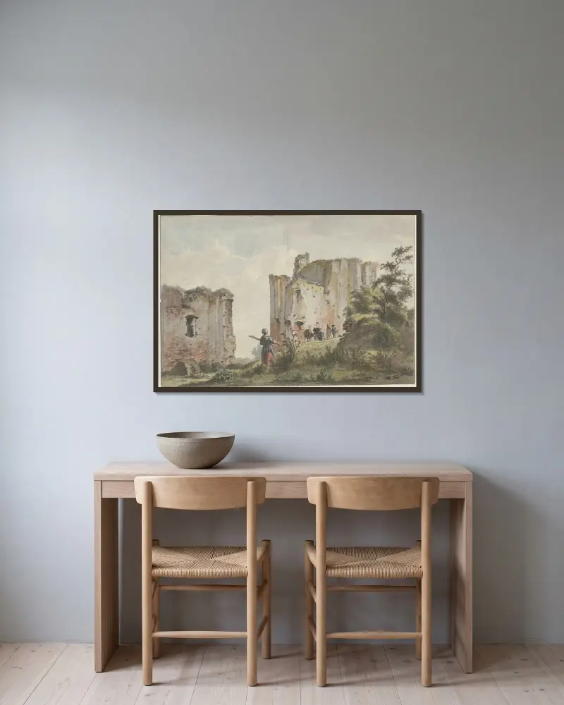Blick auf die Ruine von Brederode. Südwestseite. von Wybrand Hendriks gerahmt an einer Wand