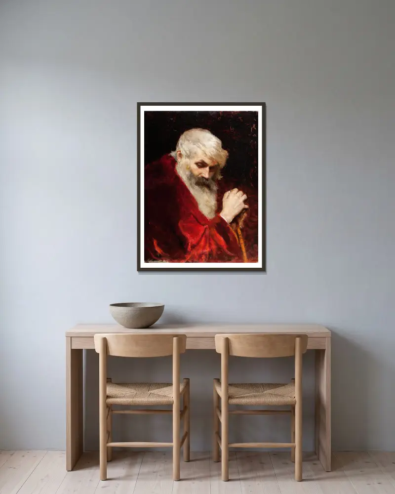 Büste eines bärtigen alten Mannes von Leon Wyczółkowski gerahmt an einer Wand