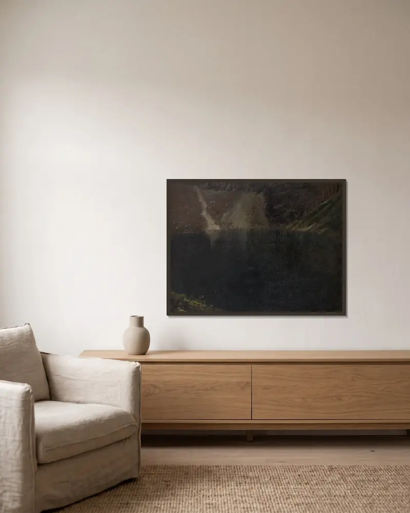 Der Schwarze See von Leon Wyczółkowski gerahmt an einer Wand