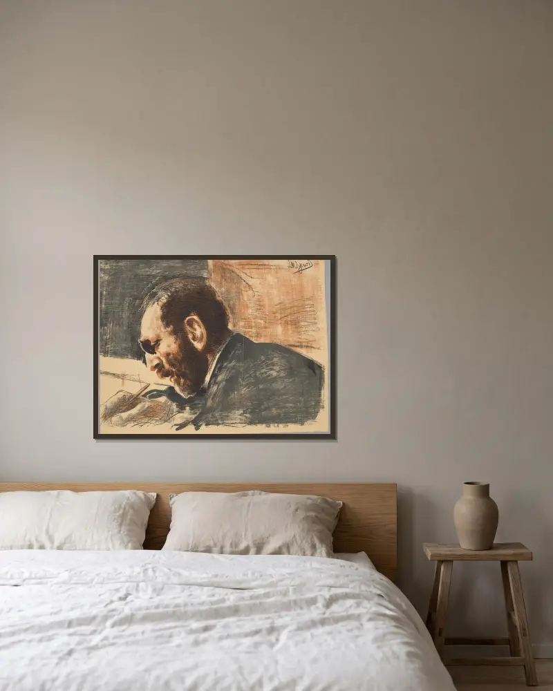 Feliks Jasieński av Leon Wyczółkowski inramad på en vägg