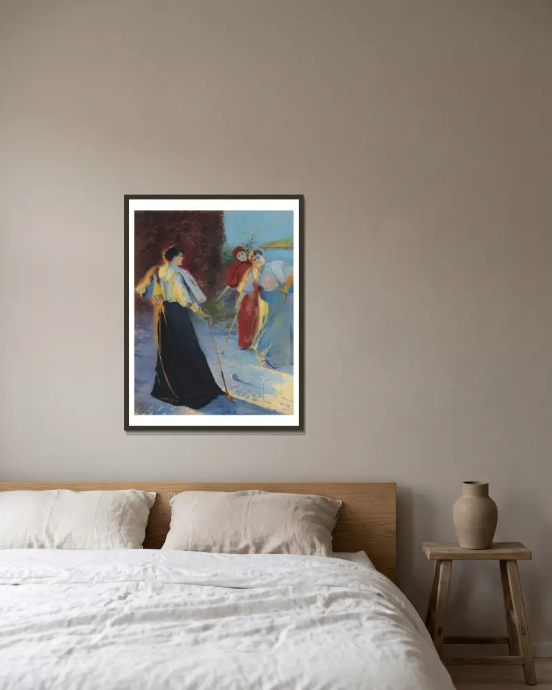 Krocketspiel von Leon Wyczółkowski gerahmt an einer Wand