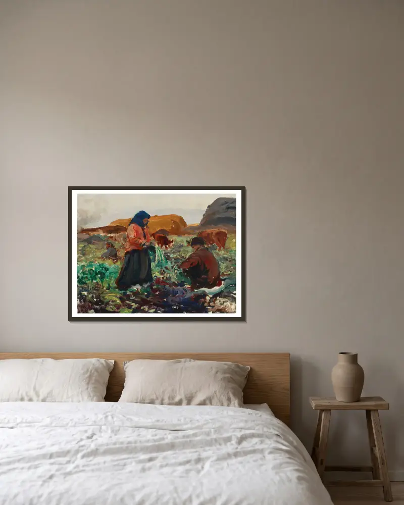 Harvesting beetroots II av Leon Wyczółkowski inramad på en vägg