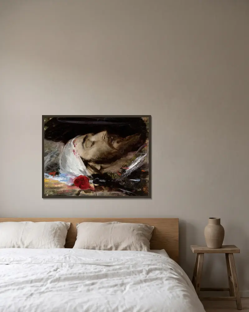 Christuskopf von Leon Wyczółkowski gerahmt an einer Wand