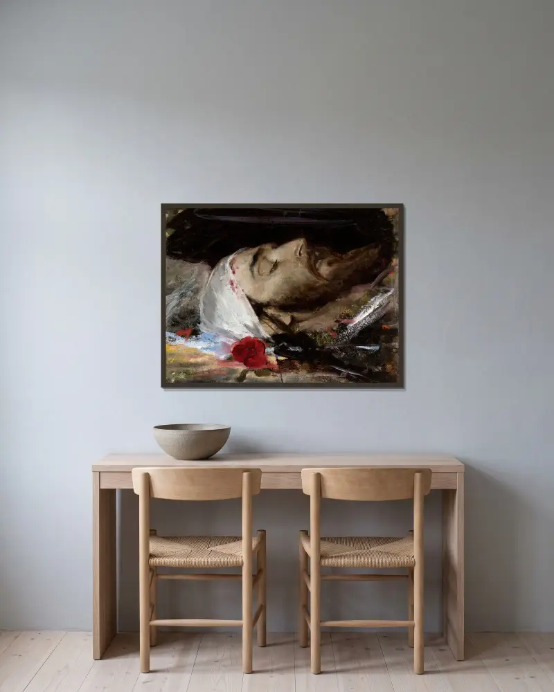 Christuskopf von Leon Wyczółkowski gerahmt an einer Wand