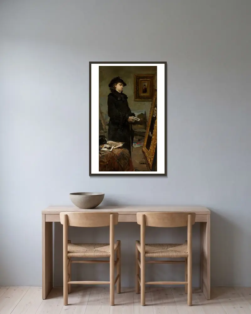 Im Atelier des Malers von Leon Wyczółkowski gerahmt an einer Wand