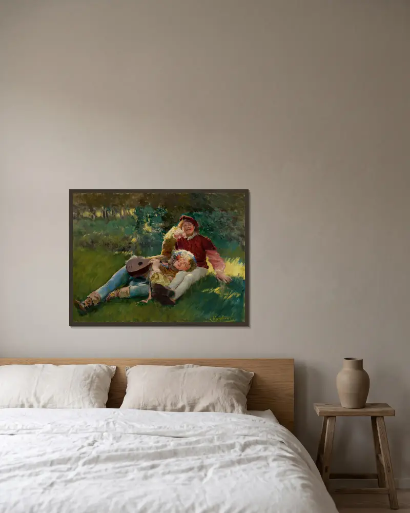 Fröhliche Kinder von Leon Wyczółkowski gerahmt an einer Wand