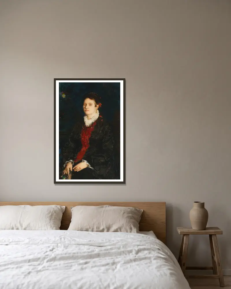 Portret kobiety, Leon Wyczółkowski w ramie na ścianie