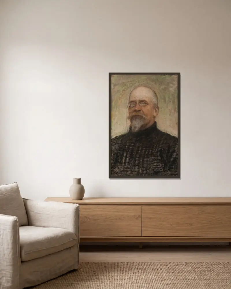 Porträt von Bruno Abdank-Abakanowicz von Leon Wyczółkowski gerahmt an einer Wand