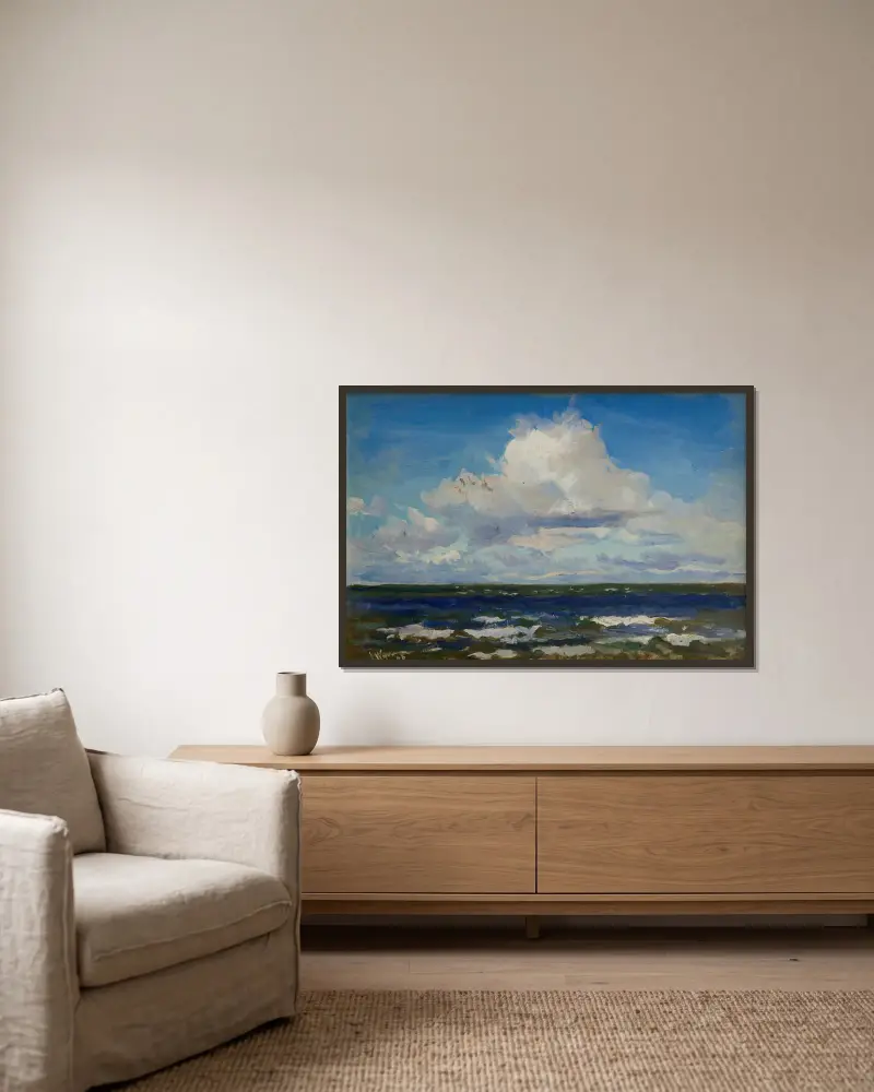 Sea at Połąga av Leon Wyczółkowski inramad på en vägg