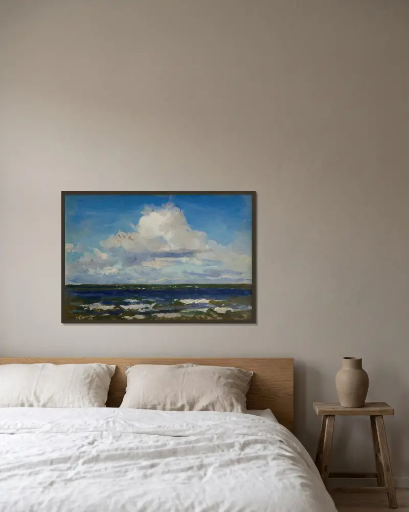 Sea at Połąga av Leon Wyczółkowski inramad på en vägg