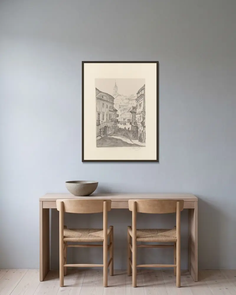 Das jüdische Viertel von Leon Wyczółkowski gerahmt an einer Wand