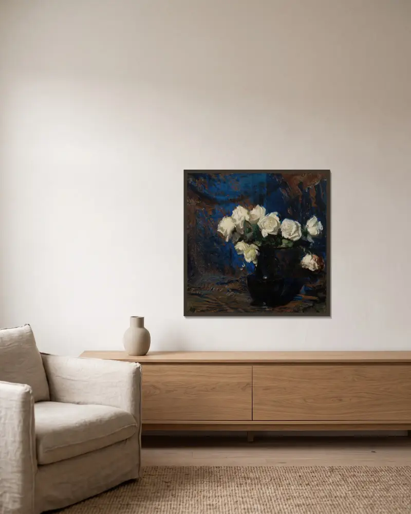 White Roses av Leon Wyczółkowski inramad på en vägg