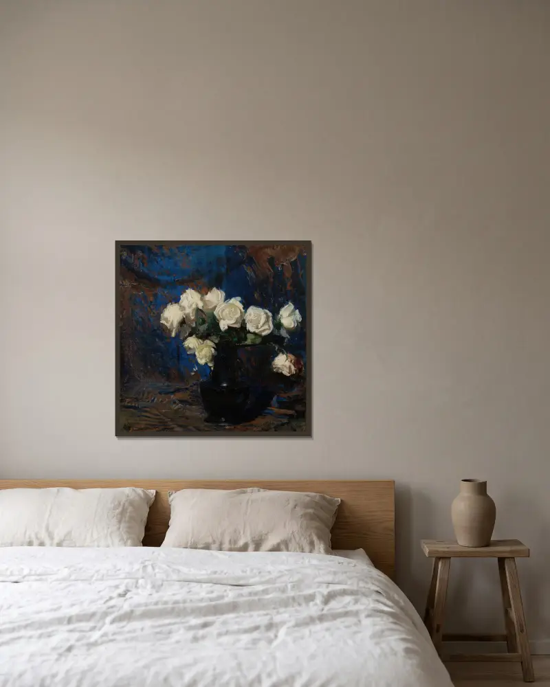 White Roses av Leon Wyczółkowski inramad på en vägg