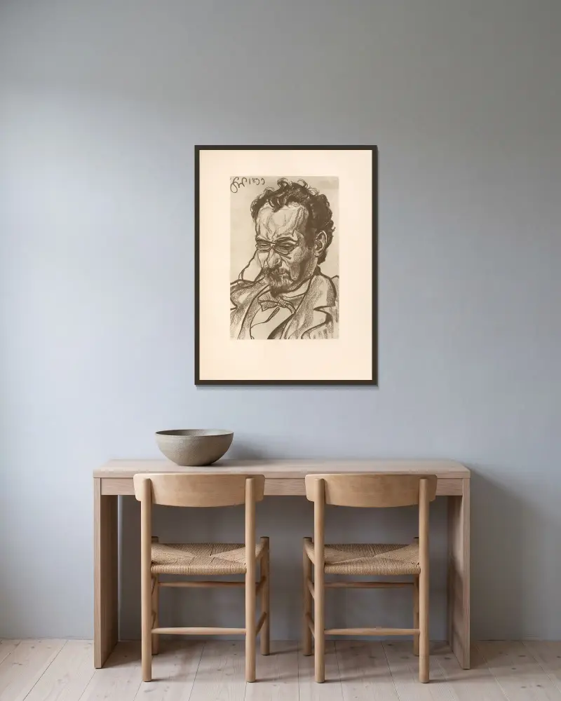 Porträtt av A. Lange av Stanisław Wyspiański inramad på en vägg