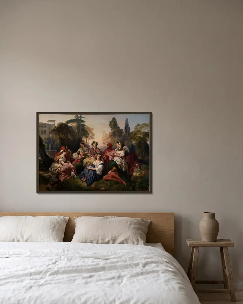 Der Decamerone av Franz Xaver Winterhalter inramad på en vägg