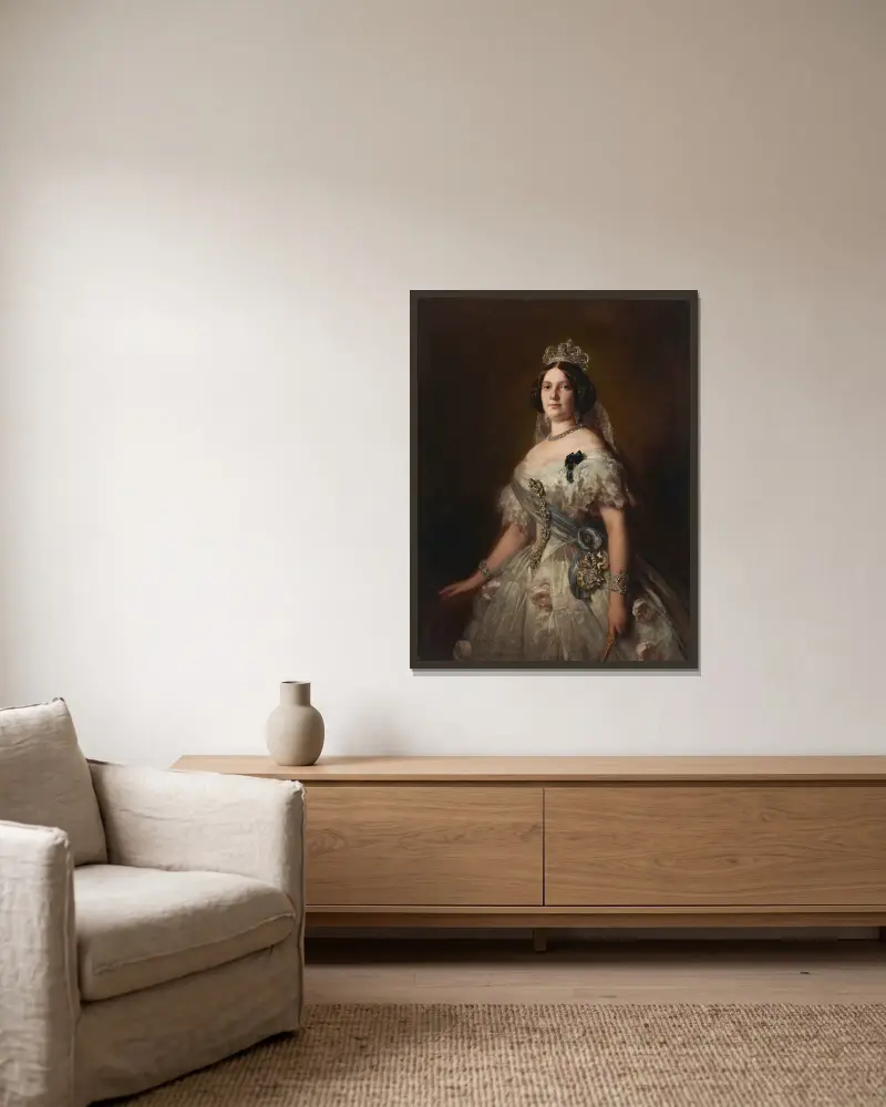Isabella, drottning av Spanien av Franz Xaver Winterhalter inramad på en vägg