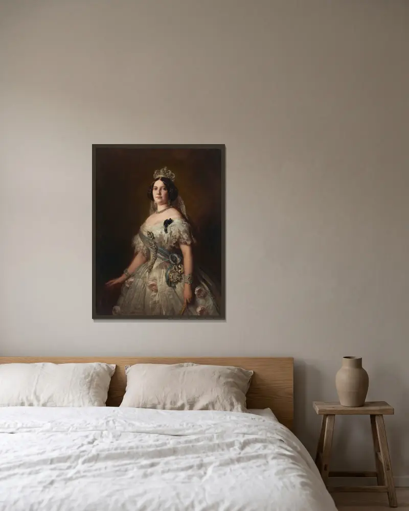 Isabella, drottning av Spanien av Franz Xaver Winterhalter inramad på en vägg