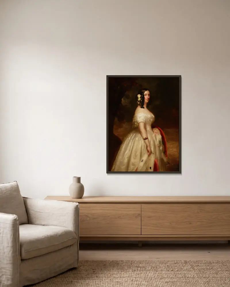 Porträtt av en dam – nr 1 av Franz Xaver Winterhalter inramad på en vägg