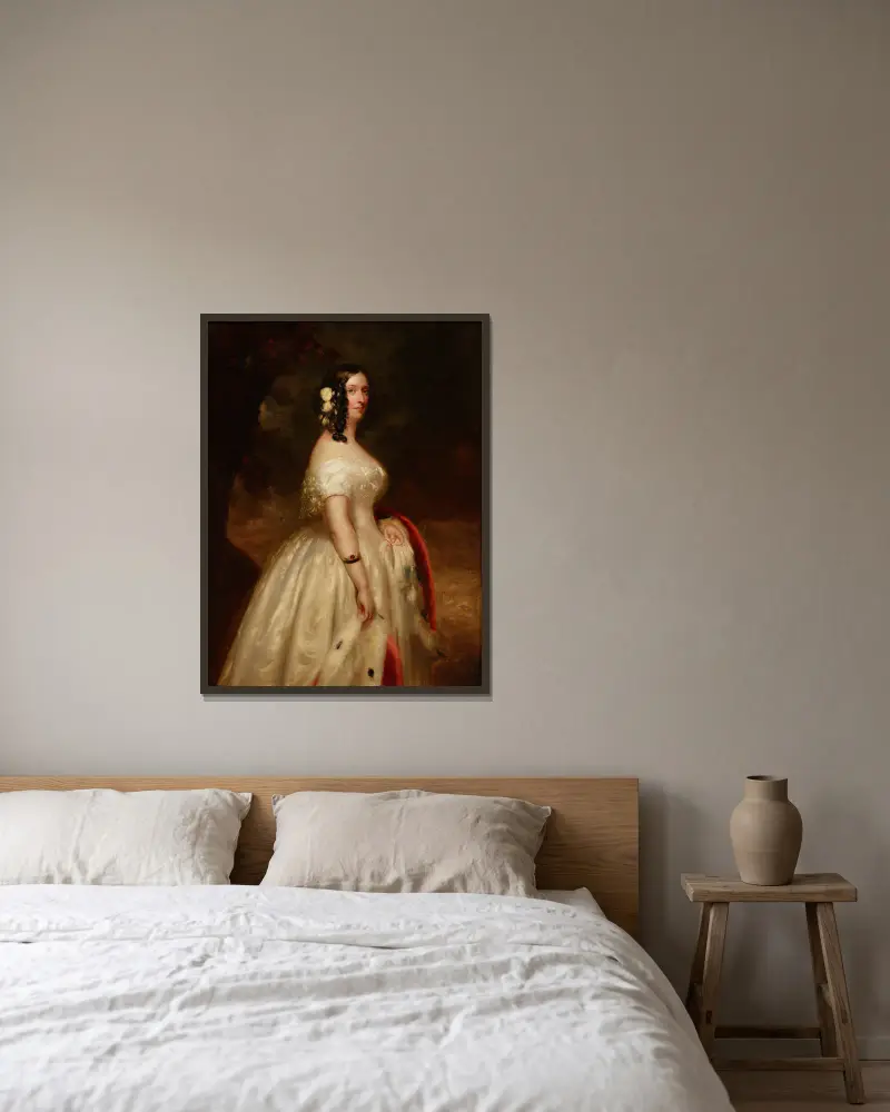 Porträtt av en dam – nr 1 av Franz Xaver Winterhalter inramad på en vägg