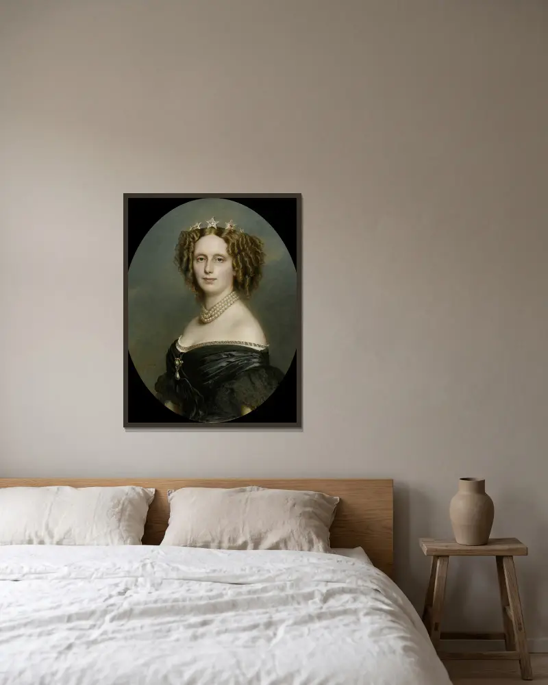 Porträtt av Sofia Fredrika Matilda (1818–77), prinsessa av Württemberg av Franz Xaver Winterhalter inramad på en vägg