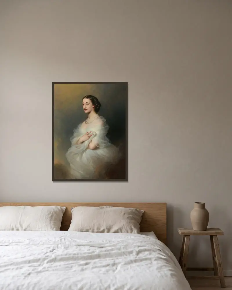 Porträtt av hertiginnan av Alba av Franz Xaver Winterhalter inramad på en vägg
