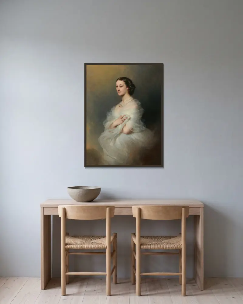 Porträtt av hertiginnan av Alba av Franz Xaver Winterhalter inramad på en vägg