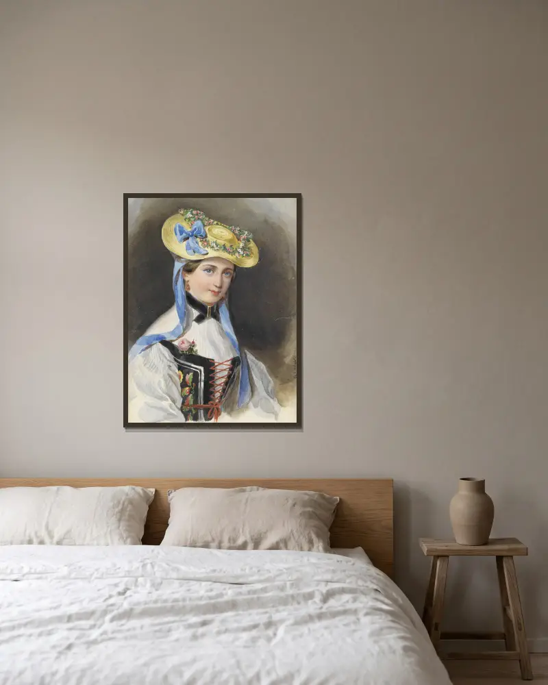 Prinzessin Liechtenstein im Kostüm von Franz Xaver Winterhalter gerahmt an einer Wand