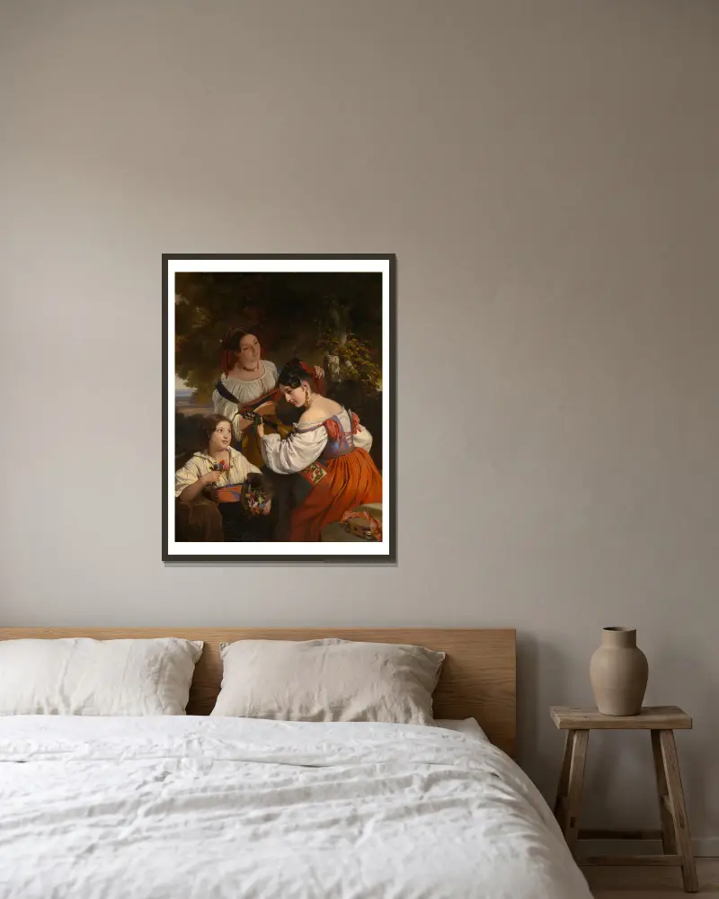 Römische Genreszene av Franz Xaver Winterhalter inramad på en vägg