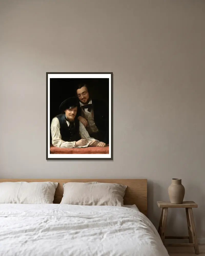 Konstnärens självporträtt med brodern av Franz Xaver Winterhalter inramad på en vägg