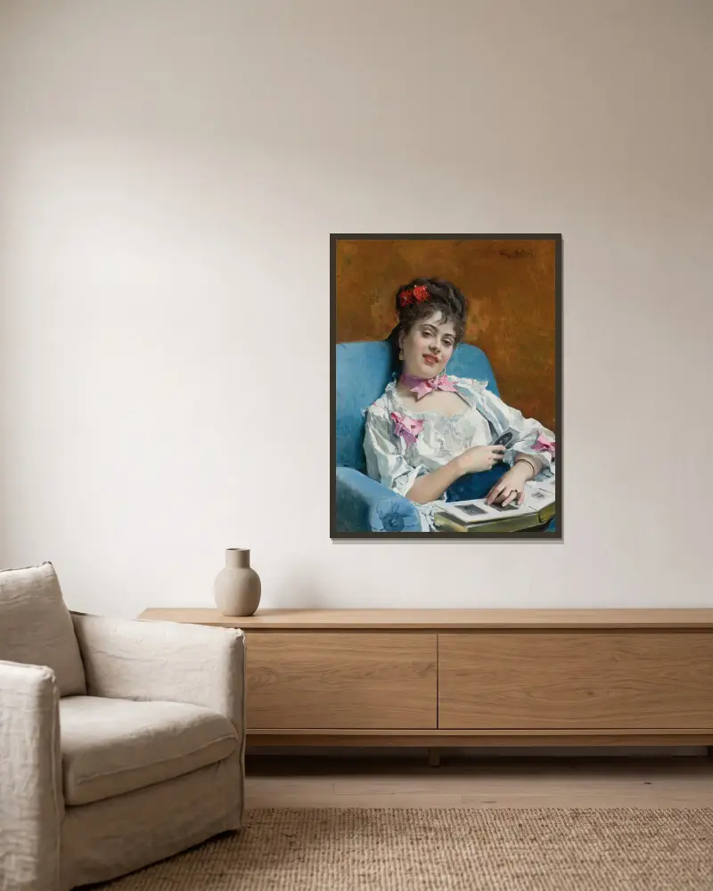 Aline, Familienalbum (Aline, Reflexionen) von Raimundo de Madrazo y Garreta gerahmt an einer Wand