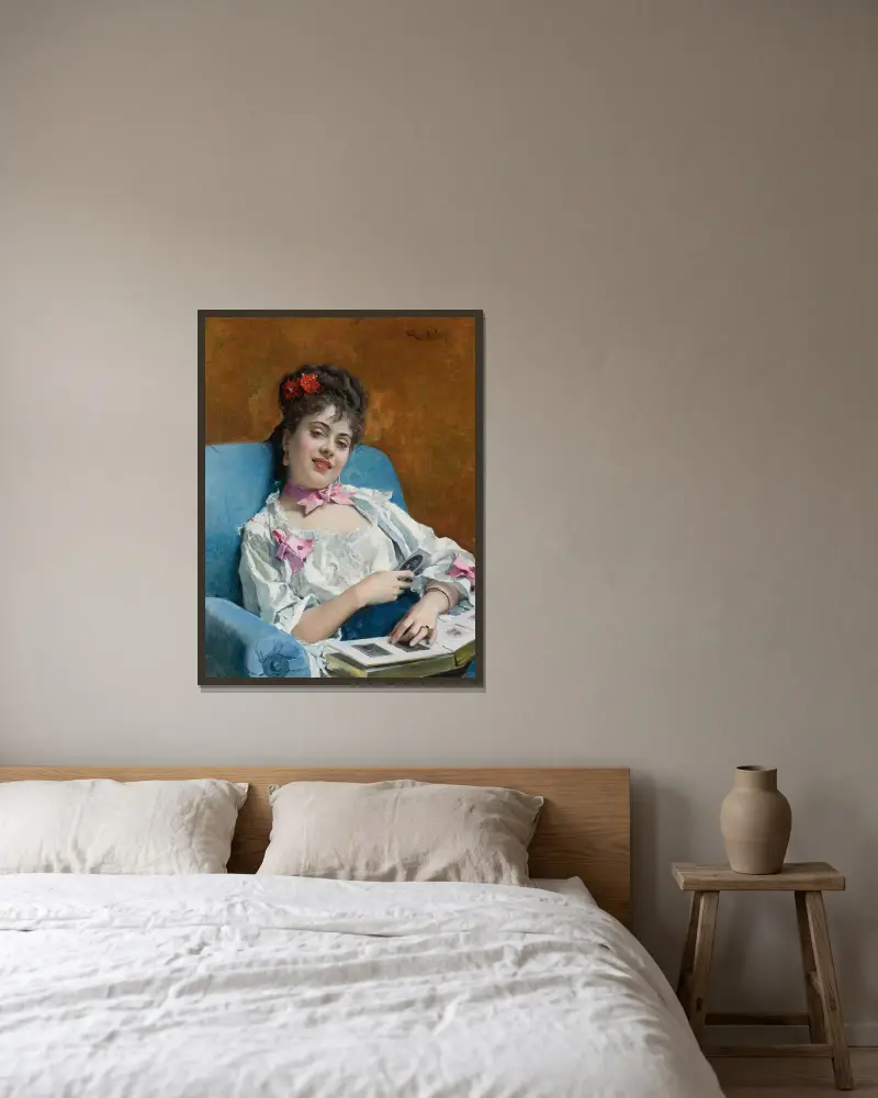 Aline, Familienalbum (Aline, Reflexionen) von Raimundo de Madrazo y Garreta gerahmt an einer Wand