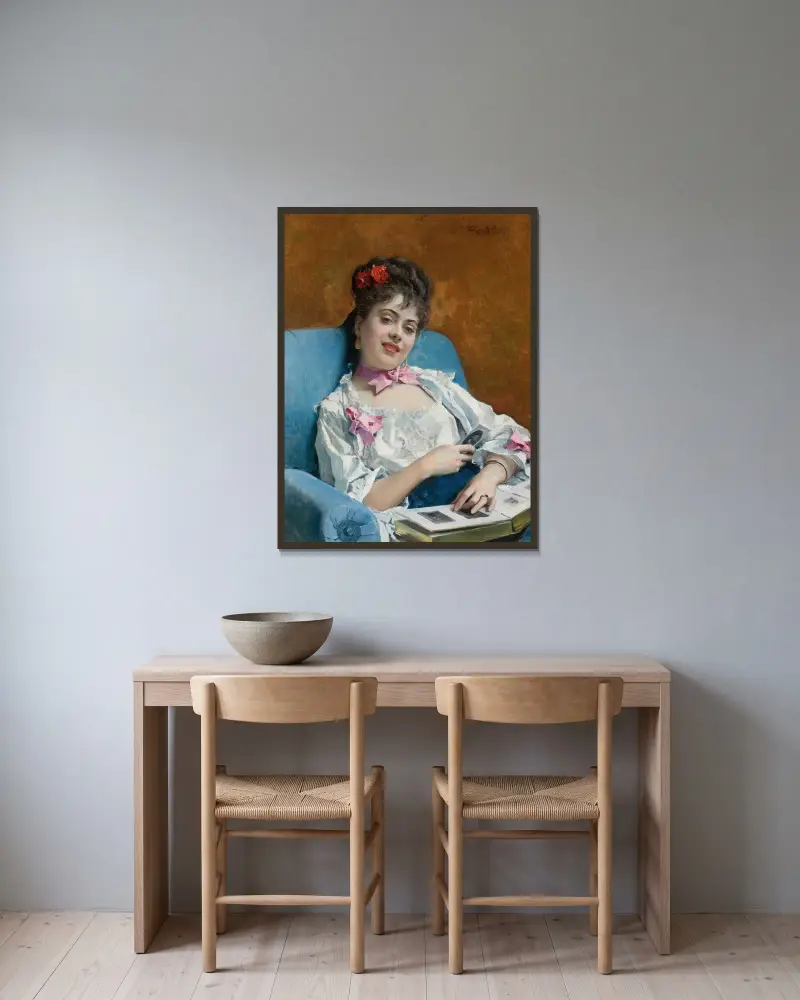 Aline, Familienalbum (Aline, Reflexionen) von Raimundo de Madrazo y Garreta gerahmt an einer Wand