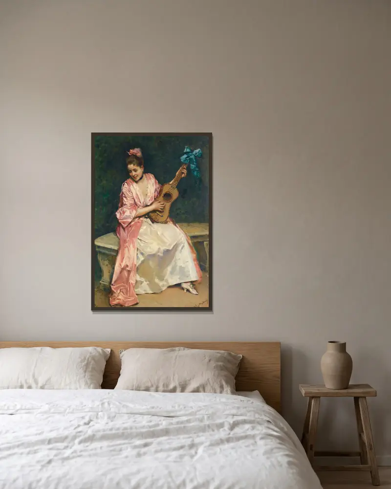 Aline with guitar av Raimundo de Madrazo y Garreta inramad på en vägg