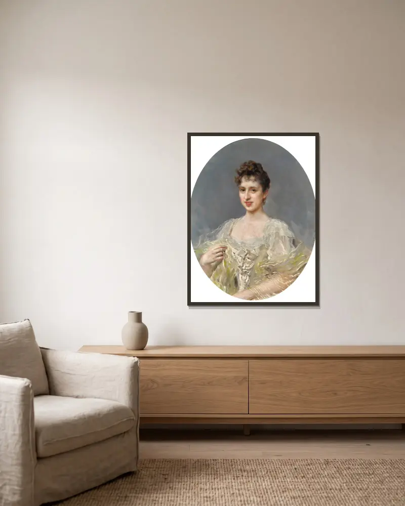 Clotilde, markisinna av Acricollar av Raimundo de Madrazo y Garreta inramad på en vägg